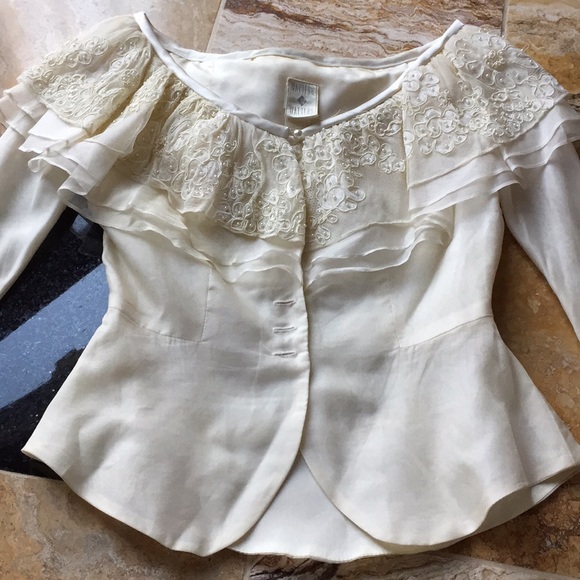 Watters & Watters silk bridal antique ivory/pearls - Picture 5 of 8